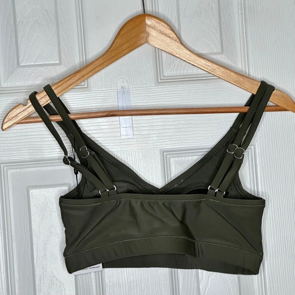 NEW Universal Standard Sport Bikini Swim Top Green Ruched Adjustable‎ 3XS (S)